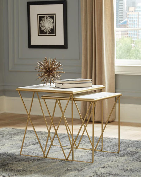 Coaster Bette 2-piece Marble Top Nesting Table Set White and Gold