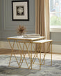 Coaster Bette 2-piece Marble Top Nesting Table Set White and Gold