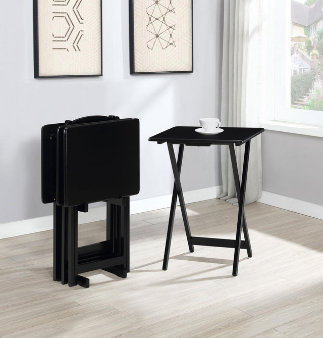 Coaster Donna 4-piece TV Tray Table Set with Stand Black