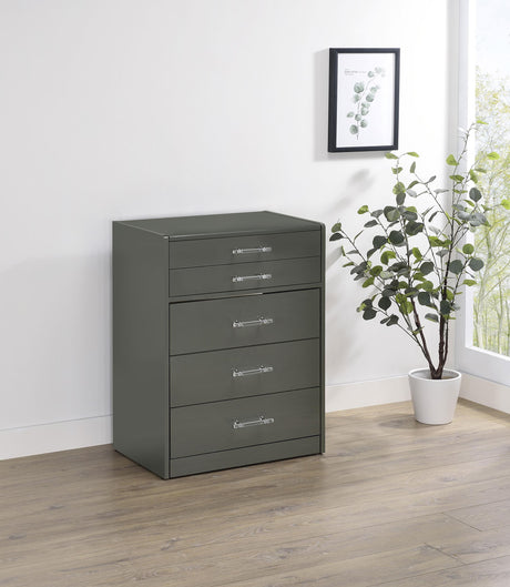 Coaster Danbury 3-drawer Makeup Vanity & Stool Set Grey High Gloss