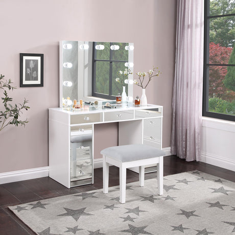 Coaster Regina Makeup Vanity Table Set with Lighting White
