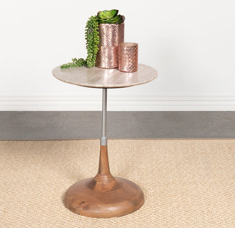 Coaster Alicia Round Marble Top Accent Side Table Ivory