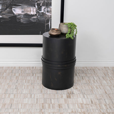 Coaster Bryce Round Metal Accent Side Table Rustic Black