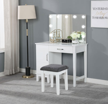 Coaster Elijah Vanity Set with Lighting & Stool White and Dark Grey