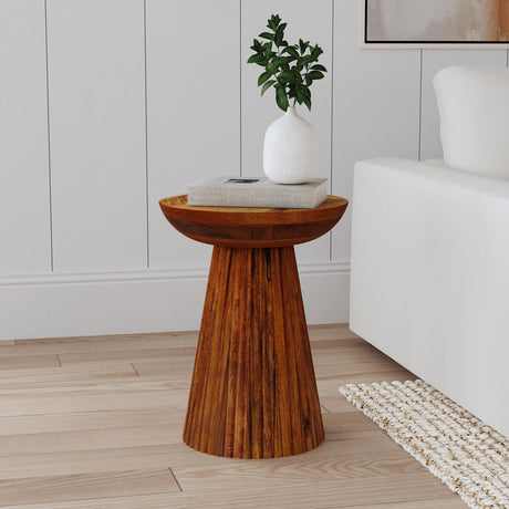 Coaster Aureo Round Solid Wood Accent Side Table Wild Honey