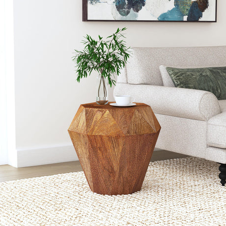 Coaster Jacinto Octagonal Solid Mango Wood Side Table Natural Brown