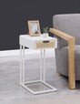 Coaster Amherst 1-drawer Radio Weave Cane Metal Side Table White