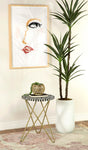 Coaster Xenia Round Bone Inlay Accent Side Table White and Gold