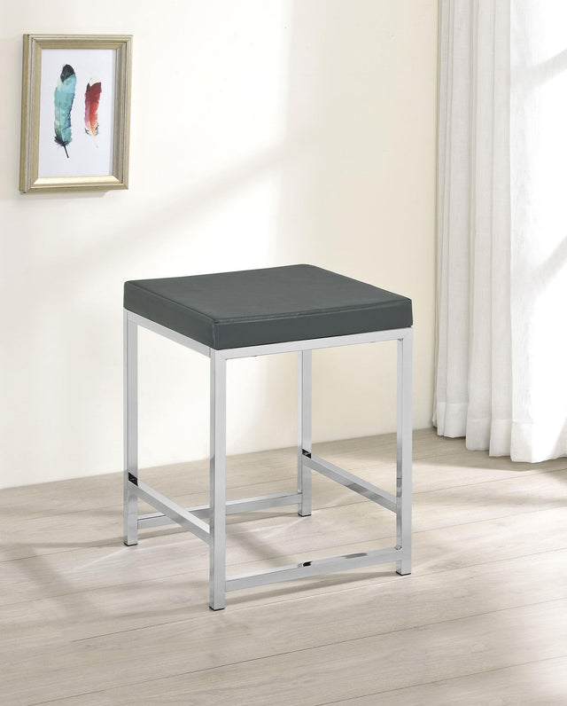 Coaster Afshan Upholstered Square Padded Vanity Stool Chrome