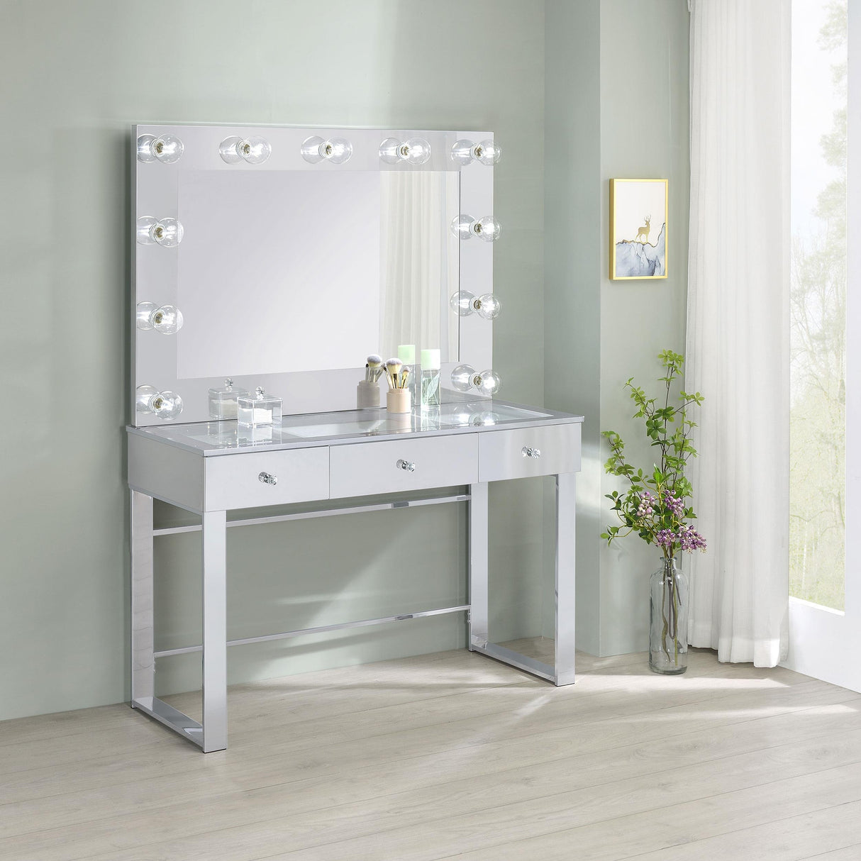 Coaster Umbridge 3-drawer Vanity Set with Lighting Chrome and White