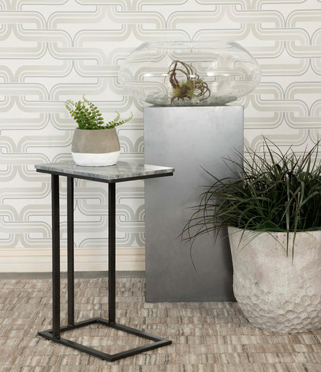 Coaster Vicente Marble Top C-Shaped Sofa Side Table Grey