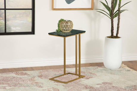 Coaster Vicente Marble Top C-Shaped Sofa Side Table Green