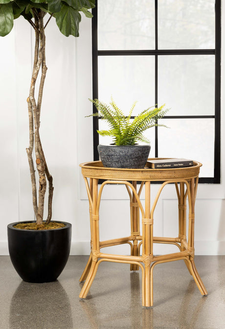 Coaster Antonio Round Rattan Tray Top Accent Side Table Natural