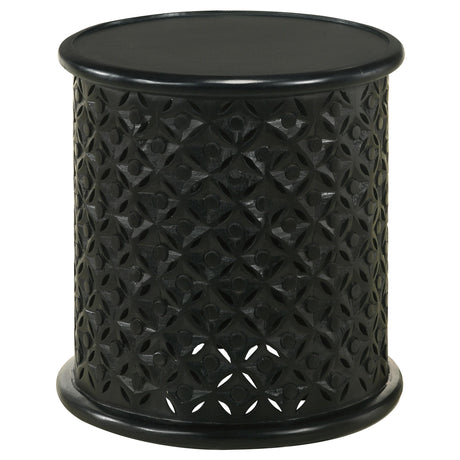 Coaster Krish 18-inch Round Mango Wood Side Table Black Stain