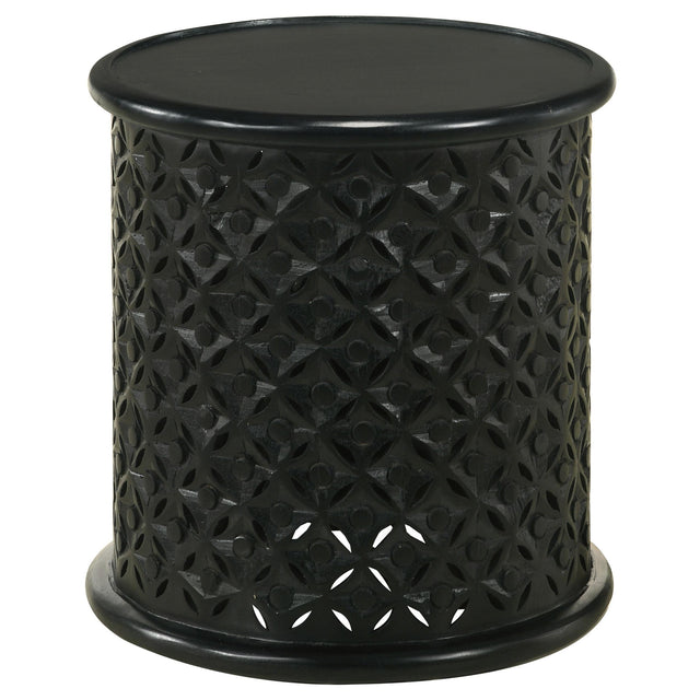 Coaster Krish 18-inch Round Mango Wood Side Table Black Stain