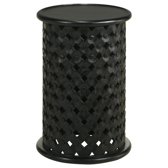 Coaster Krish 24-inch Round Mango Wood Side Table Black Stain