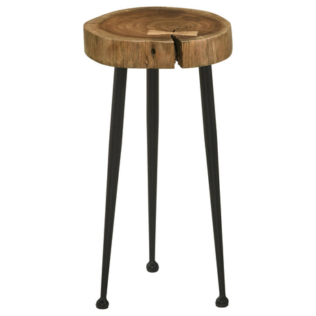 Coaster Keith Round Solid Tree Trunk Side Table Natural and Black