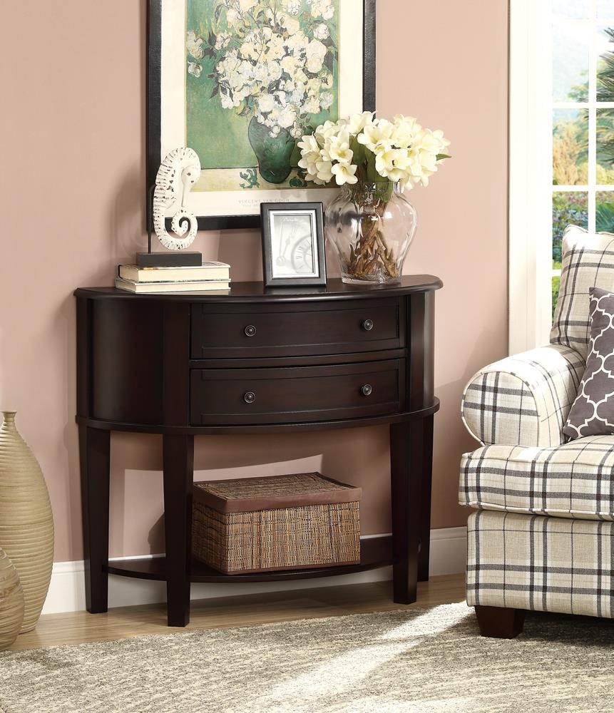 Coaster Diane 2-drawer Demilune Entryway Console Table Cappuccino