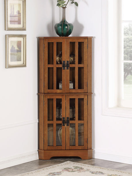 Coaster Coreosis 4-door Wood Corner Curio Cabinet Golden Brown