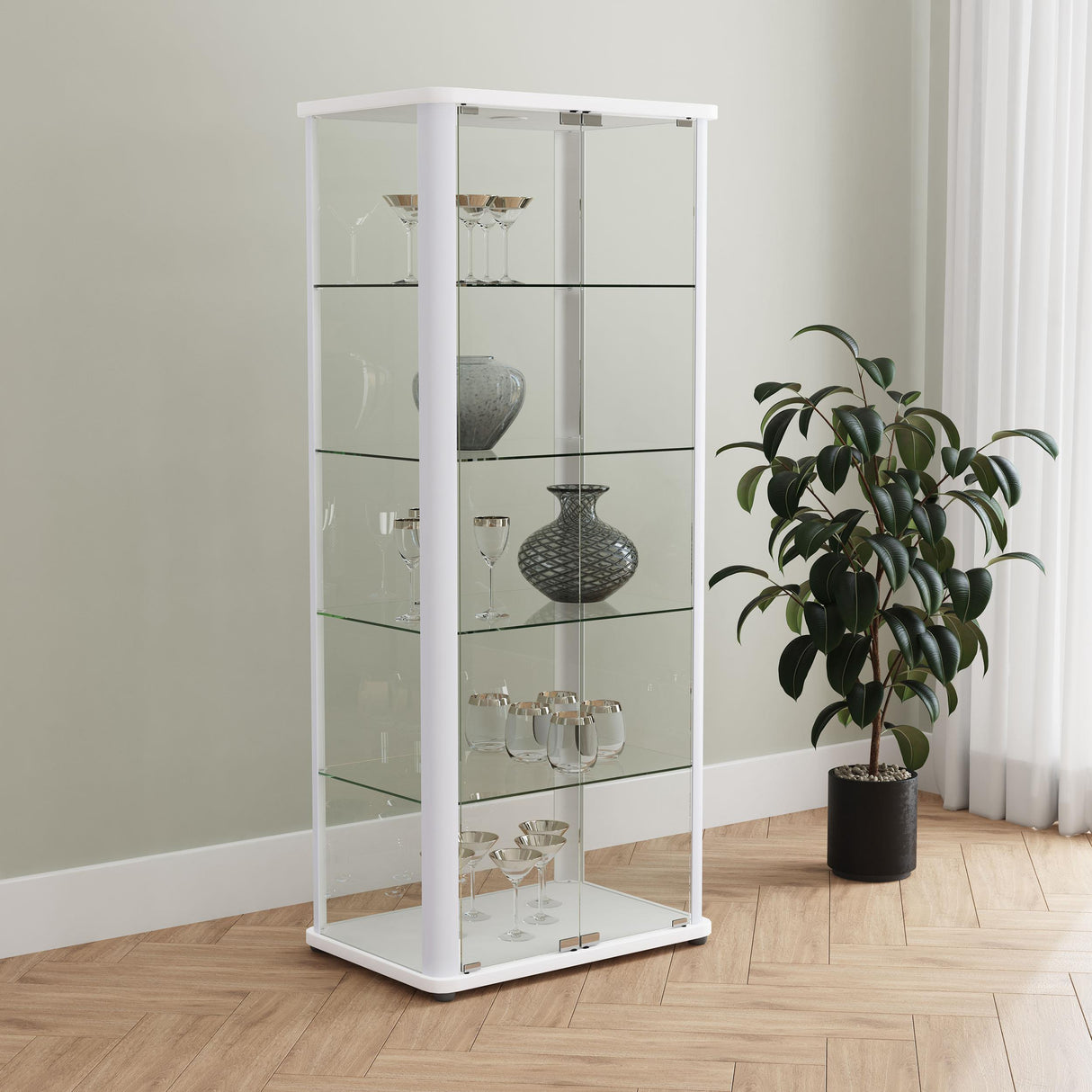 Coaster Aero 5-shelf Display Curio Cabinet with LED Lighting White