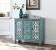 Coaster Rue 4-drawer Wood Trellis Accent Storage Cabinet Blue