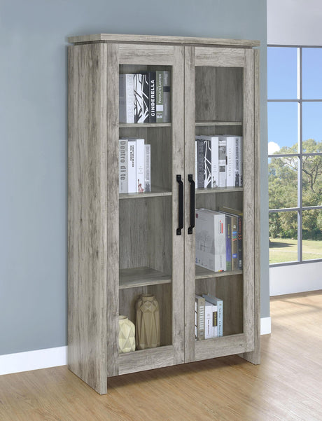 Coaster Alejo 2-door Engineered Wood Tall Cabinet Grey Driftwood