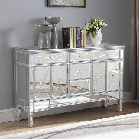 Coaster Duchess 5-drawer Mirrored Storage Accent Cabinet Silver