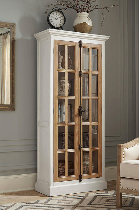 Coaster Tammi 2-door Wood Tall Cabinet Distressed White and Brown