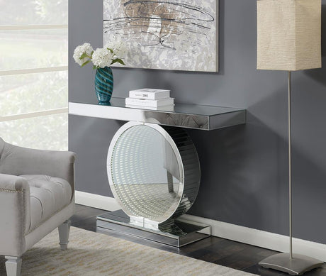 Coaster Angelonia Infinity Mirror LED Entryway Console Table Silver