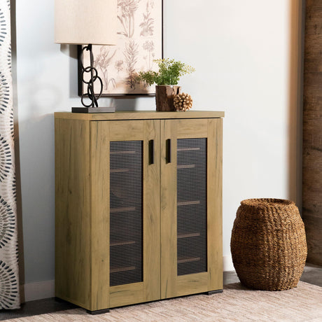 Coaster Bristol 6-shelf Engineered Wood Shoe Cabinet Golden Oak