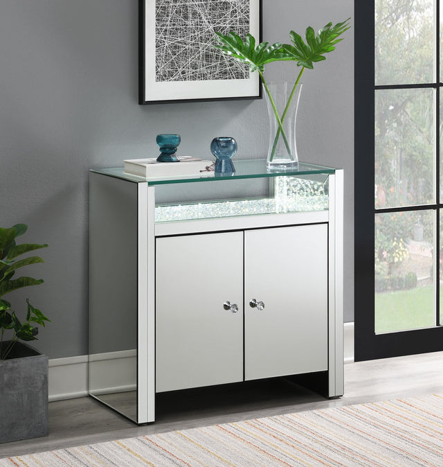 Coaster Betsey 2-door Mirrored Acrylic Storage Accent Cabinet Silver
