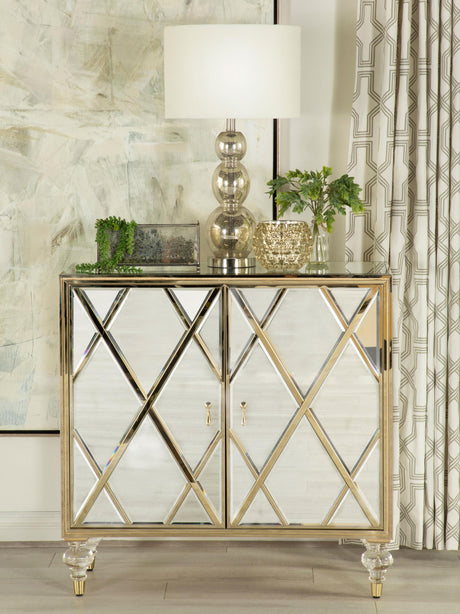 Coaster Astilbe 2-door Mirrored Accent Cabinet Silver and Champagne