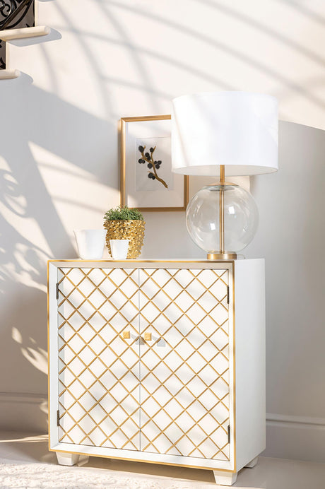 Coaster Belinda 2-door Storage Accent Cabinet White and Gold
