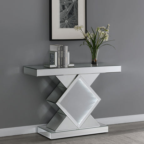 Coaster Andorra Infinity Mirror LED Entryway Console Table Silver
