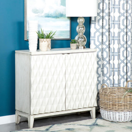Coaster Moody 2-door Accent Cabinet with Carved Door Antique White