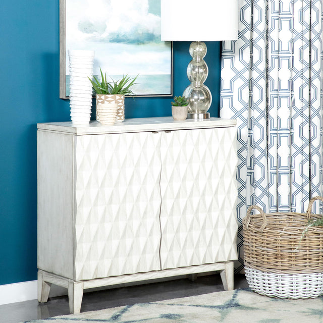 Coaster Moody 2-door Accent Cabinet with Carved Door Antique White