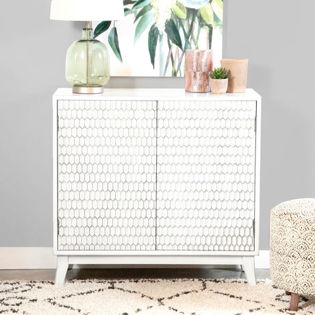 Coaster Gambon 2-door Wood Honeycomb Pattern Accent Cabinet White