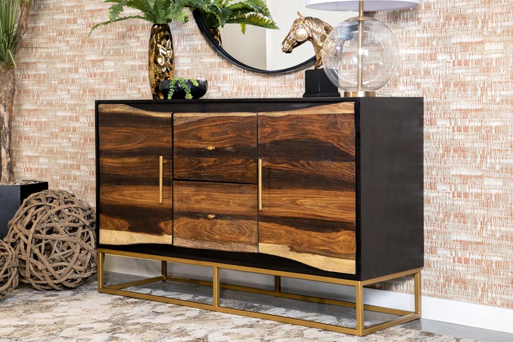 Coaster Zara 2-door 57" Wood Accent Storage Cabinet Black Walnut