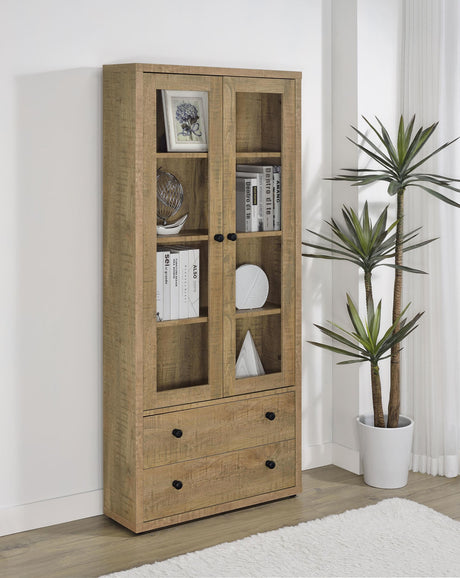 Coaster Hawthorne 4-shelf Glass Door Tall Cabinet with Drawers Mango