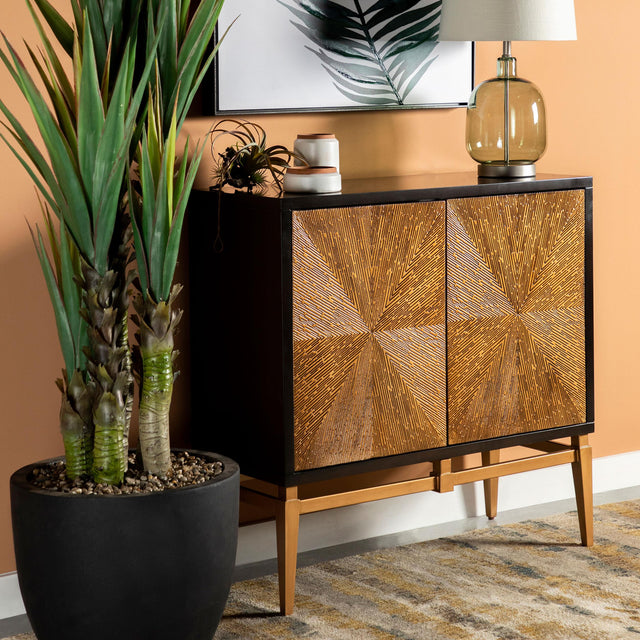 Coaster Zira 2-door Wood Parquet Storage Accent Cabinet Brown