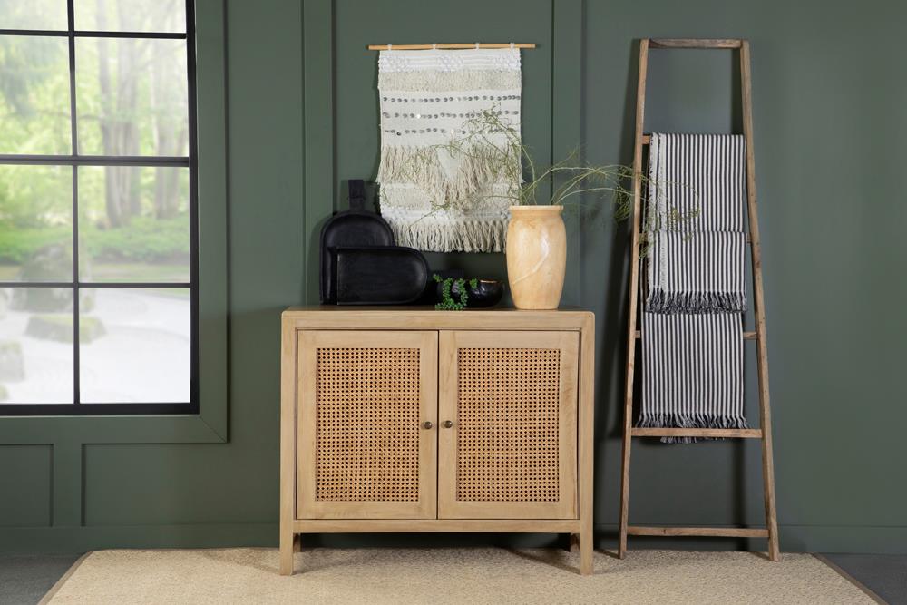 Coaster Zamora 2-door Wood Accent Cabinet with Woven Cane Natural