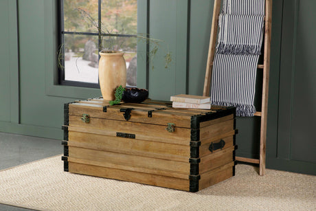 Coaster Simmons Wood Storage Trunk Natural and Black