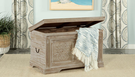 Coaster Nilay Wood Storage Trunk White Washed and Black