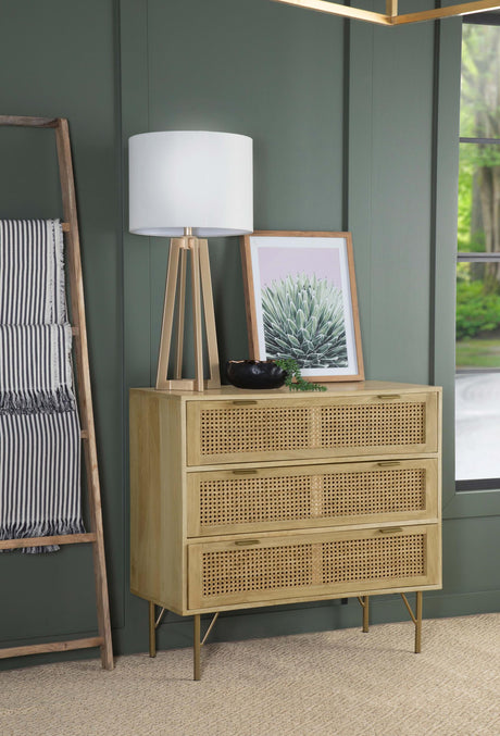 Coaster Zamora 3-drawer Wood Accent Cabinet with Woven Cane Natural