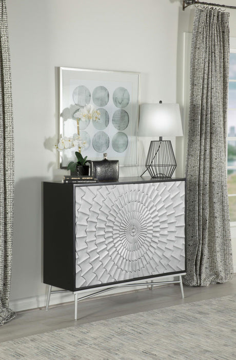 Coaster Josie 2-door Wood Sunburst Accent Cabinet Black and Silver