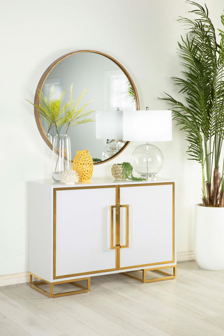 Coaster Elsa 2-door Wood Storage Accent Cabinet White and Gold