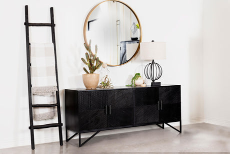 Coaster Riddell 4-door Wood Reeding Accent Cabinet Matte Black