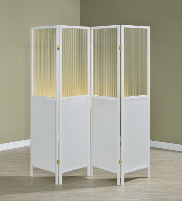 Coaster Mattison 4-Panel Room Divider Folding Shoji Screen White