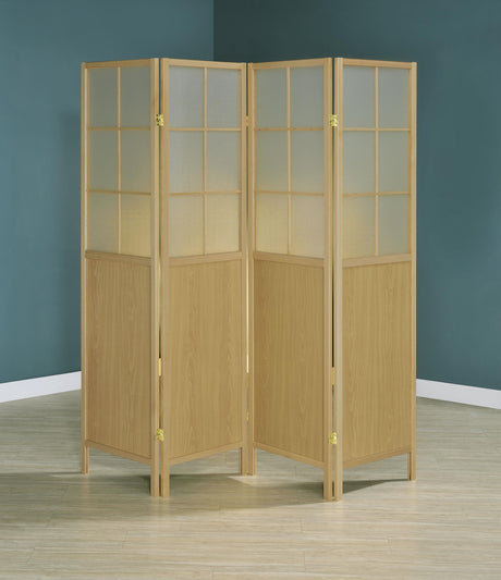 Coaster Edwards 4-Panel Room Divider Folding Shoji Screen Natural