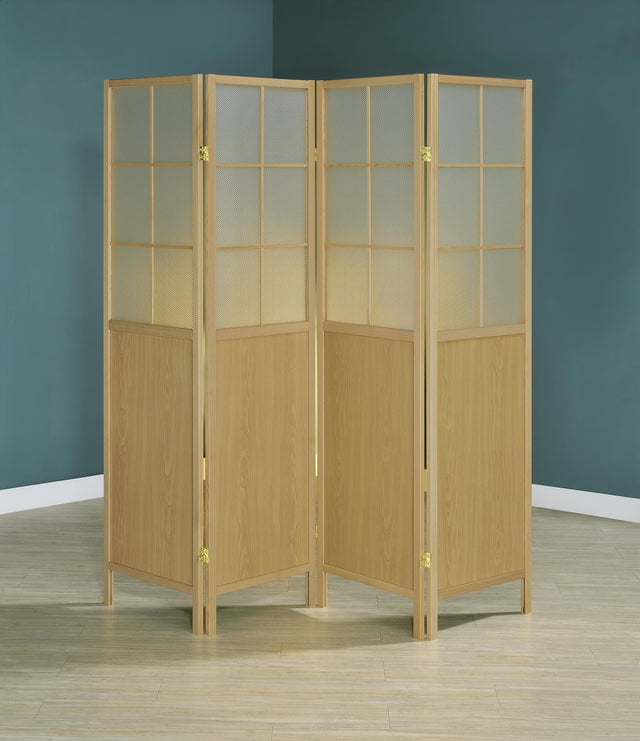 Coaster Edwards 4-Panel Room Divider Folding Shoji Screen Natural